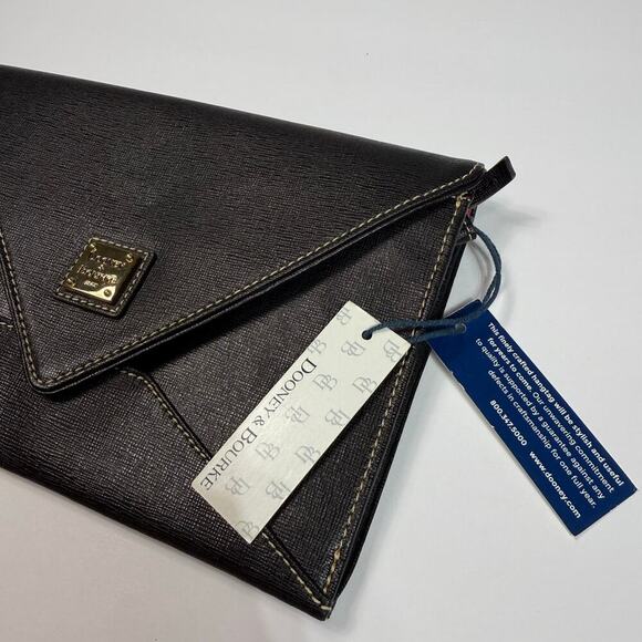 New Dooney & Bourke Envelope Slim Leather Wallet Black Organizer Clutch 9x6 - Picture 10 of 13